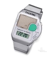 Armbanduhr silberfarben mit Sprachausgabe und Kunststoffband