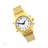 Sprechende Damen-Armbanduhr, goldfarben mit Metallzugband