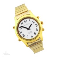 Sprechende Herren-Armbanduhr, goldfarben mit Metallzugband